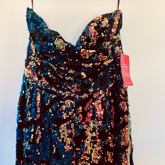 NEW ASOS Strapless Velvet + Sequin Jumpsuit - Picture 3 of 5